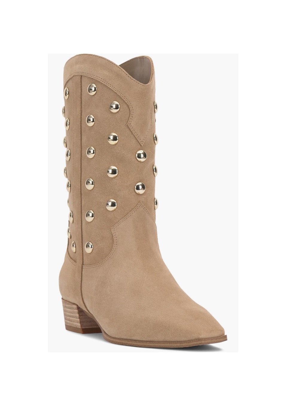 Vince Camuto Prilie Western Bootie Cream Tortilla Verona Leather Womenโs Size 8